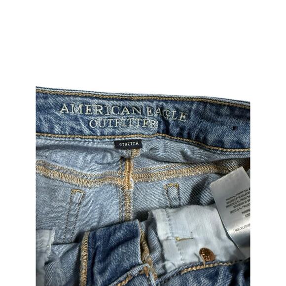 American Eagle Womens Jean Shorts Sz 2 Low Rise Shortie Denim Stretch Y2K Micro - Picture 3 of 4